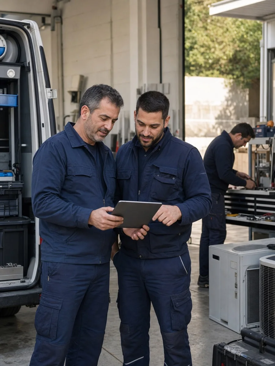 Equipo instalador implantando su nuevo proceso comercial